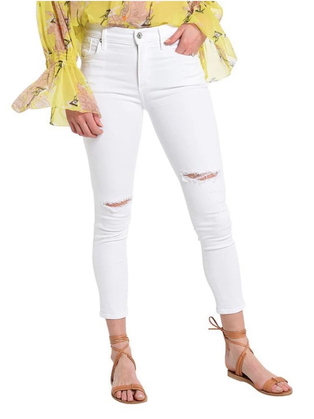 AGOLDE Sophie high rise crop white jeans